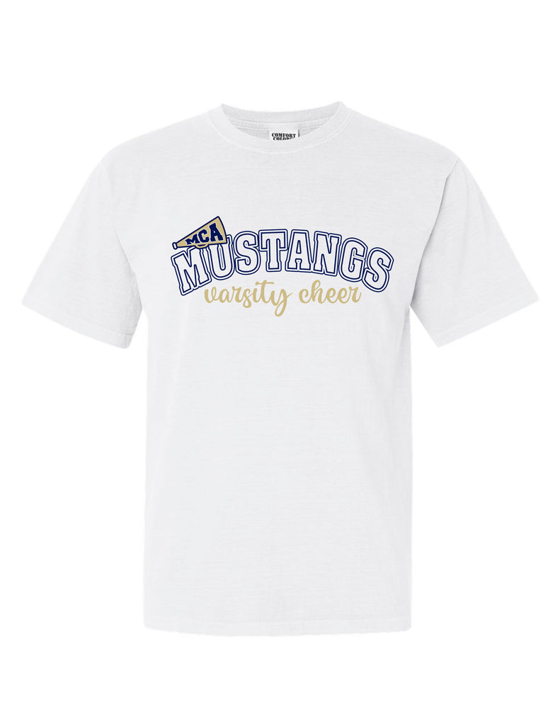 MCA Cheer Megaphone White Comfort Colors Tee