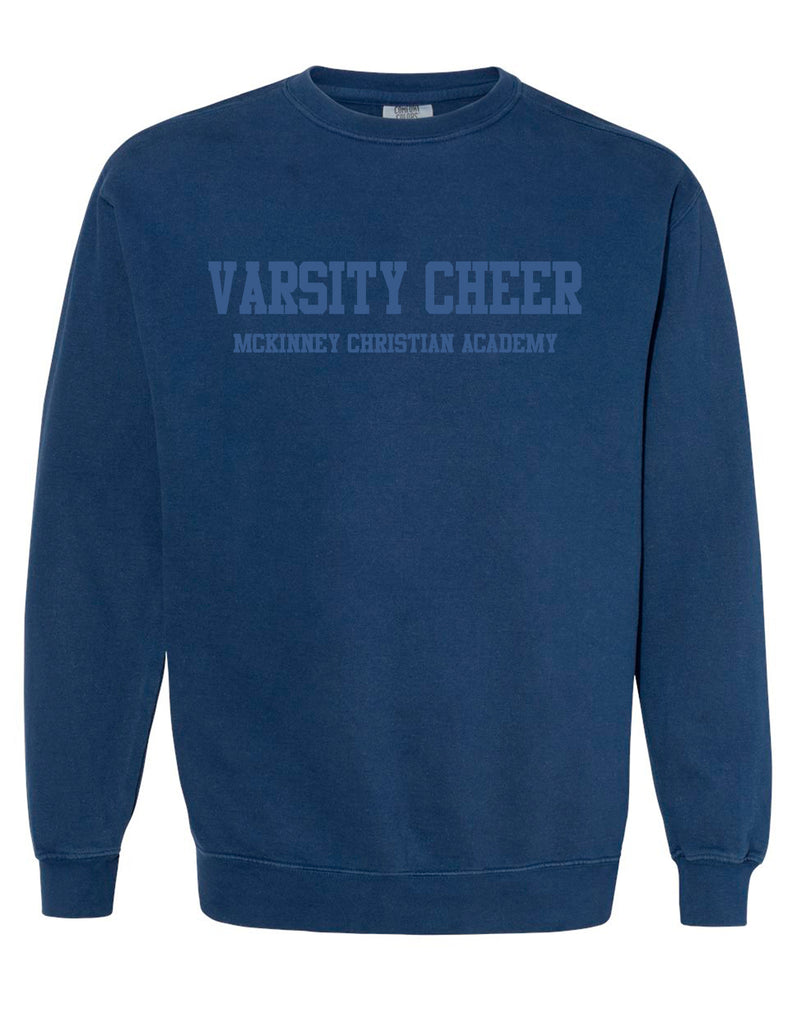 MCA Cheer Tone-on-Tone Embroidered Comfort Colors Navy Crewneck