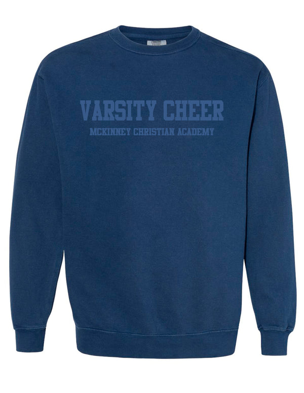 MCA Cheer Tone-on-Tone Embroidered Comfort Colors Navy Crewneck