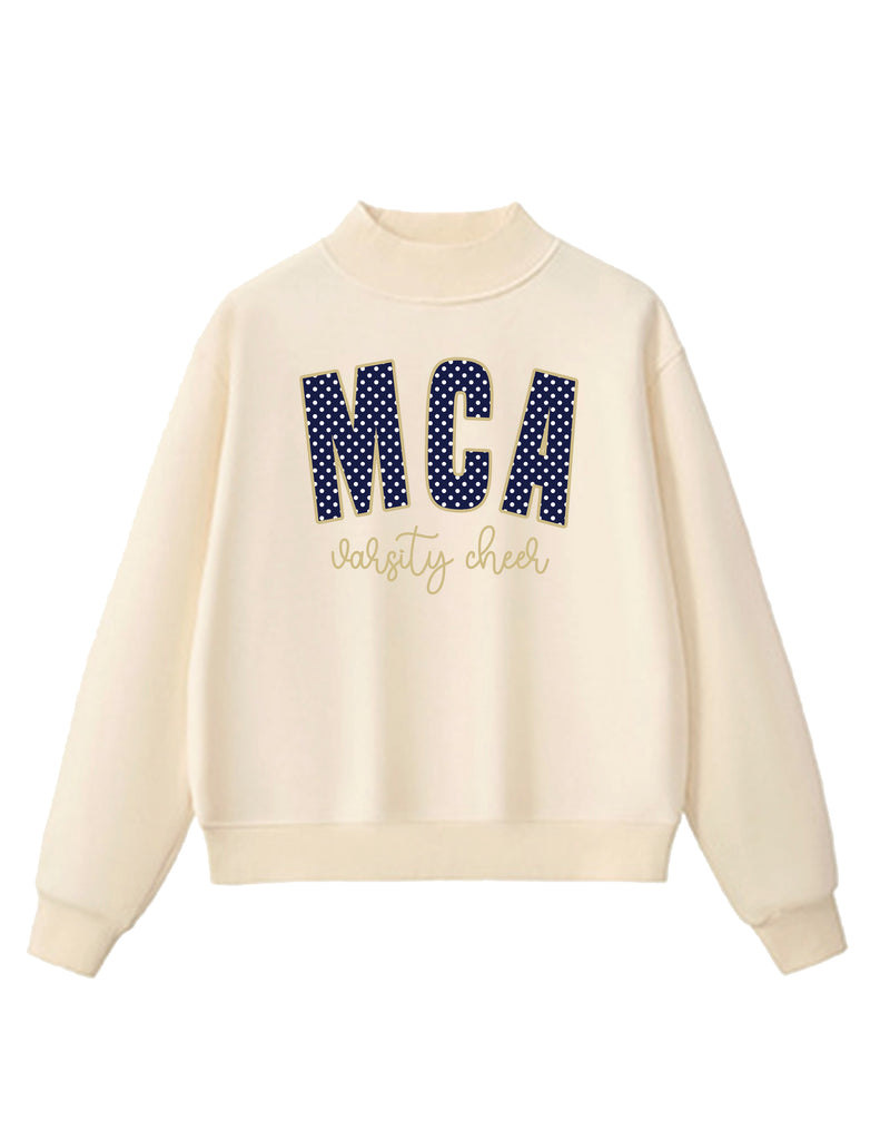 MCA Cheer Polka Dot Applique Comfort Colors Parchment Mock Neck