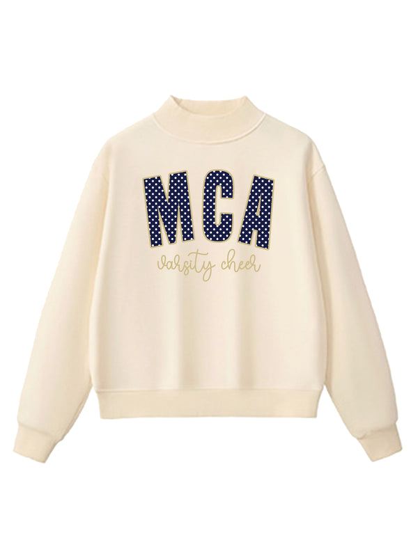 MCA Cheer Polka Dot Applique Comfort Colors Parchment Mock Neck