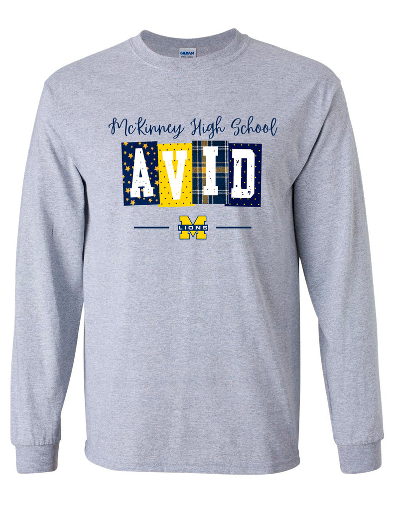 MHS AVID Color Block Gildan Sports Gray Long Sleeve Tee