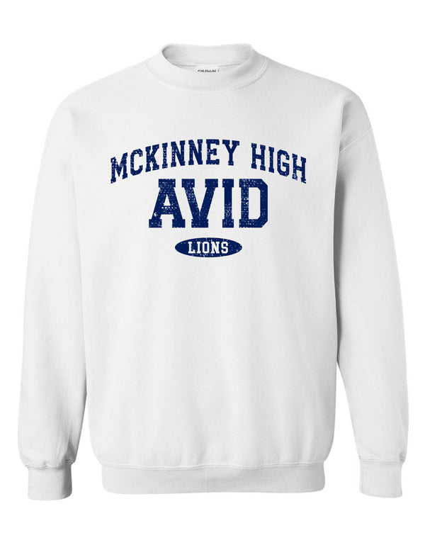MHS AVID Distressed Gildan White Crewneck