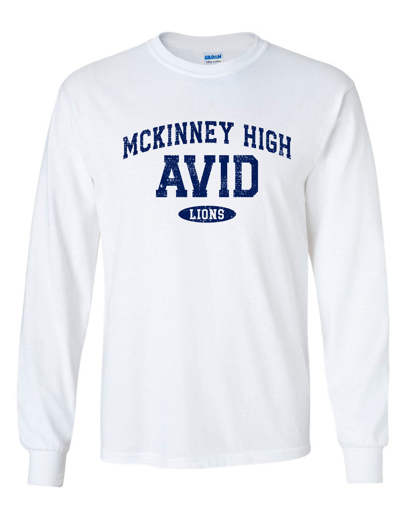 MHS AVID Distressed Gildan White Long Sleeve Tee