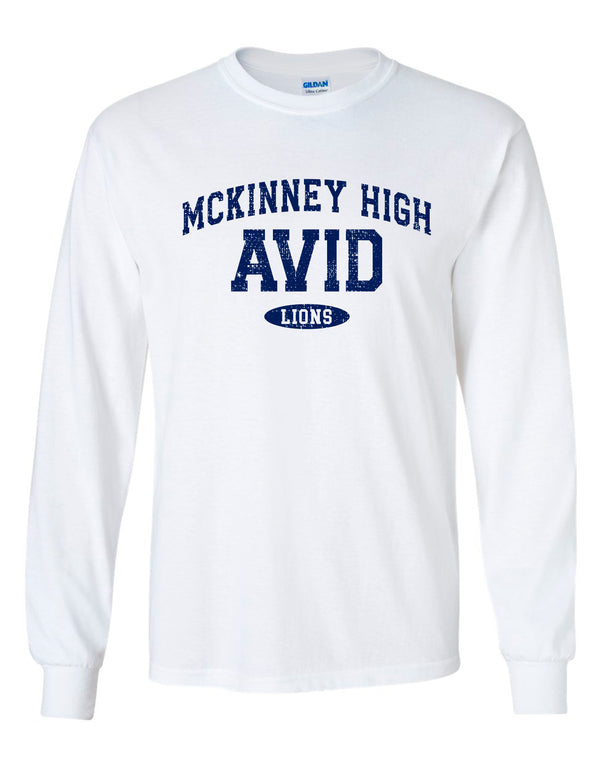 MHS AVID Distressed Gildan White Long Sleeve Tee