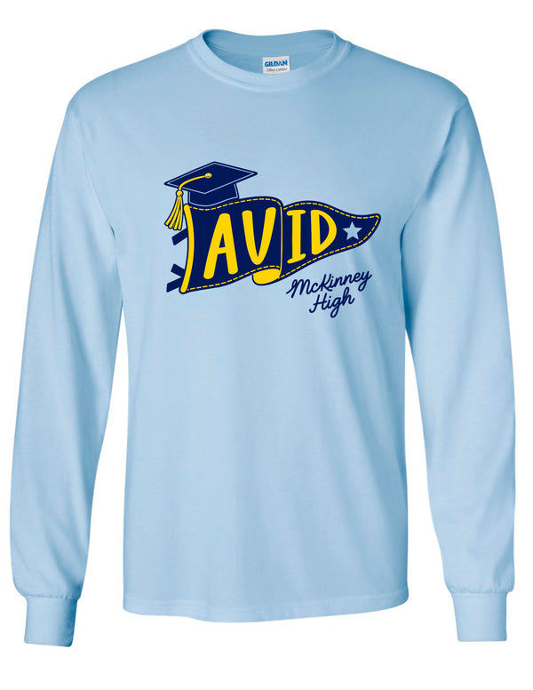 MHS AVID Pennant Gildan Light Blue Long Sleeve Tee