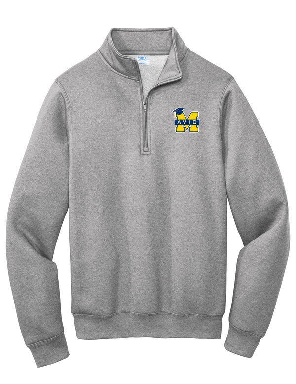 MHS AVID Port & Co Gray Quarter Zip Sweatshirt with Embroidered Logo