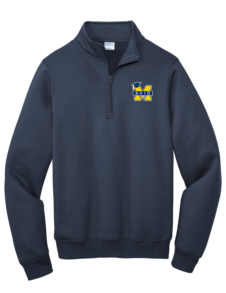 MHS AVID Port & Co Navy Quarter Zip Sweatshirt with Embroidered Logo