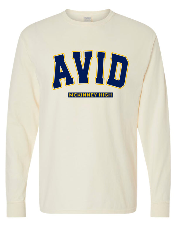 MHS AVID Varsity Style Comfort Wash Parchment Long Sleeve Tee