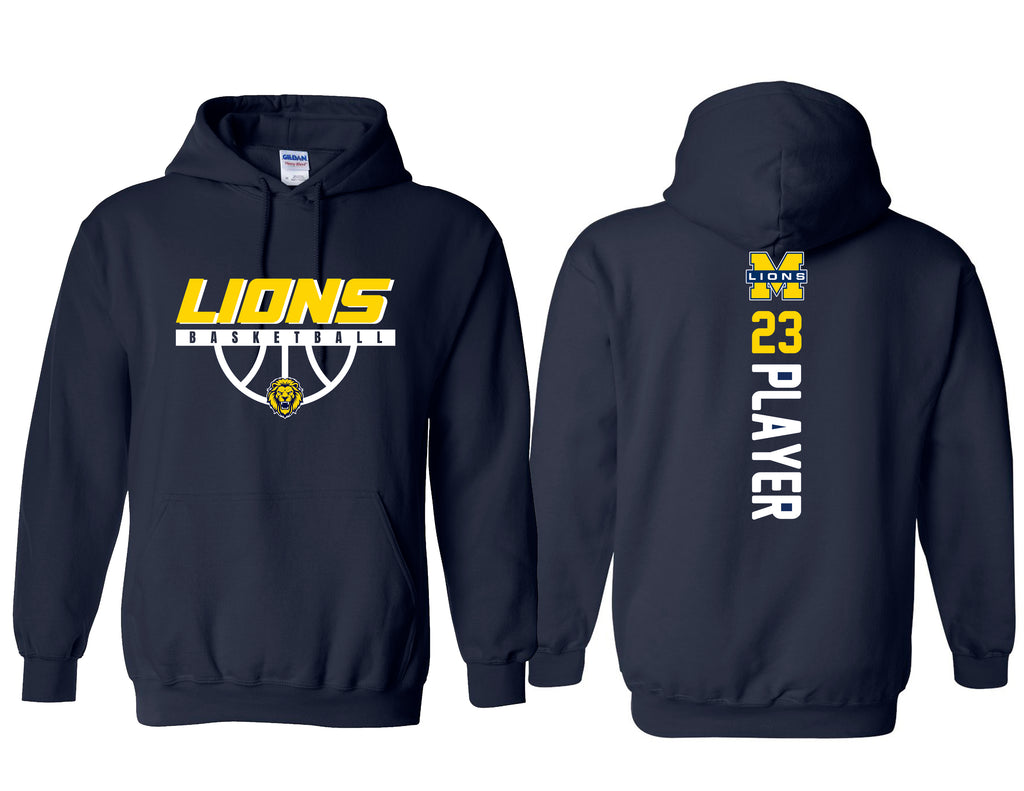 MHS Basketball Half Ball Gildan Navy Hoodie with Personalization