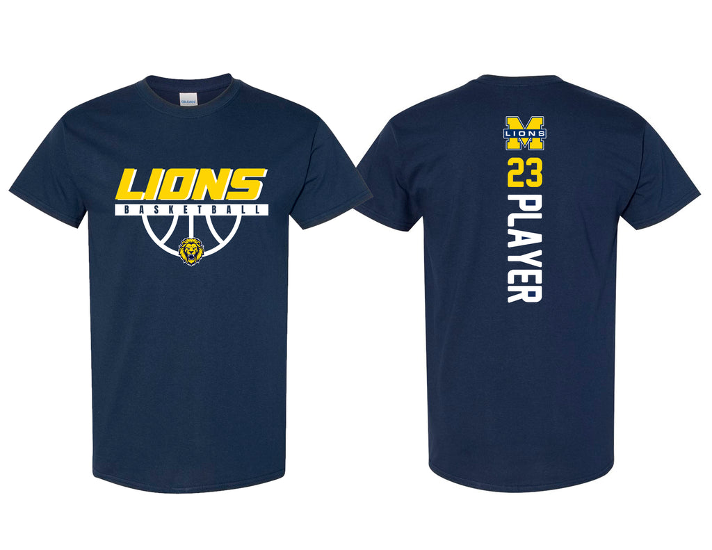 MHS Basketball Half Ball Gildan Navy Tee with Personalization