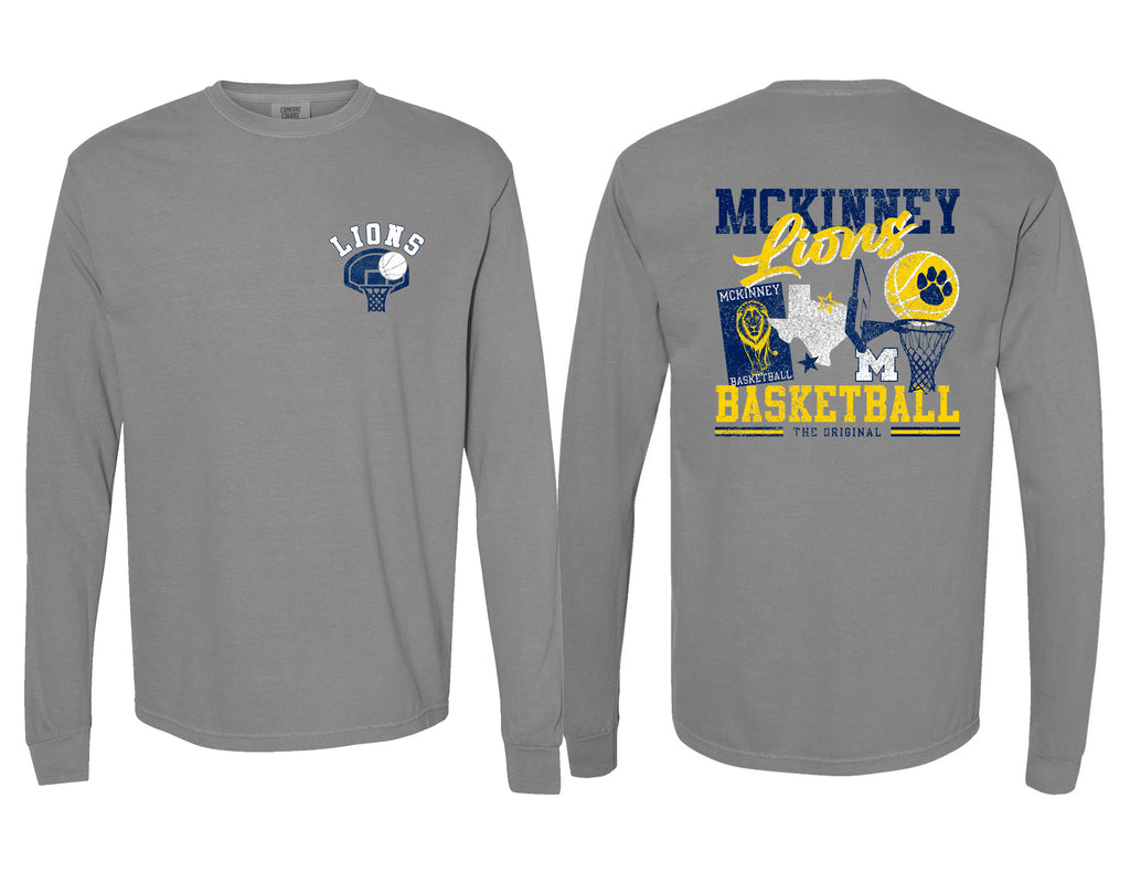 MHS Basketball Icons Frocket Gray Comfort Colors Long Sleeve Tee