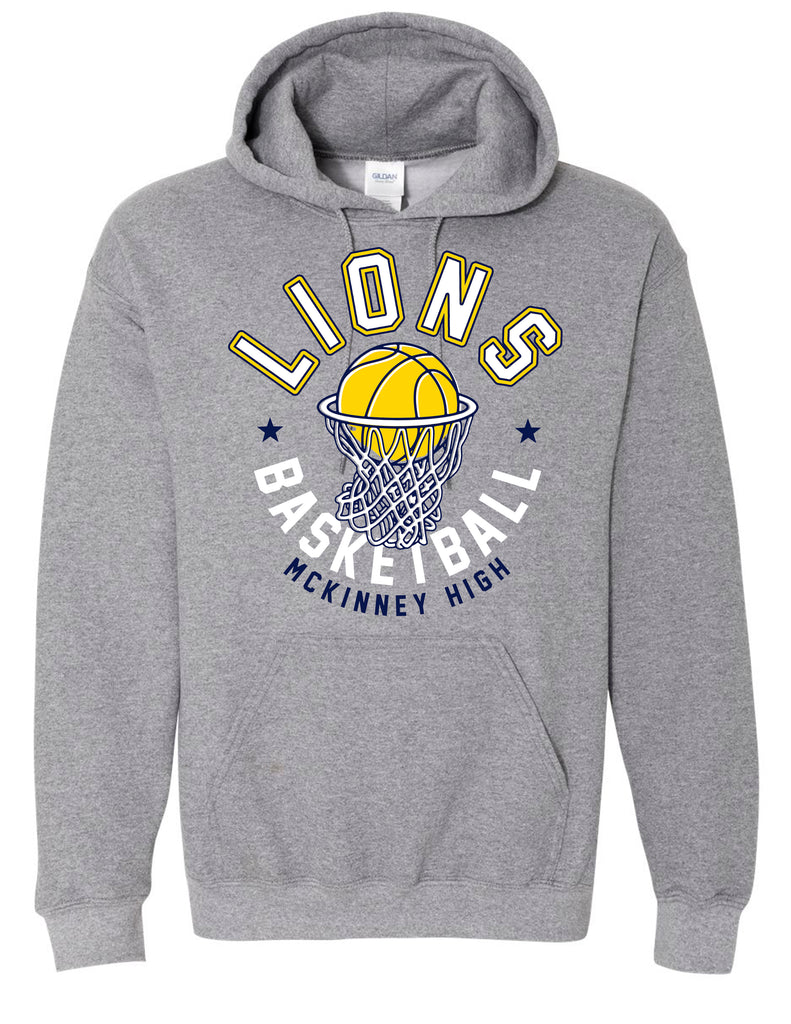 MHS Basketball LIONS Net Gildan Graphite Heather Hoodie