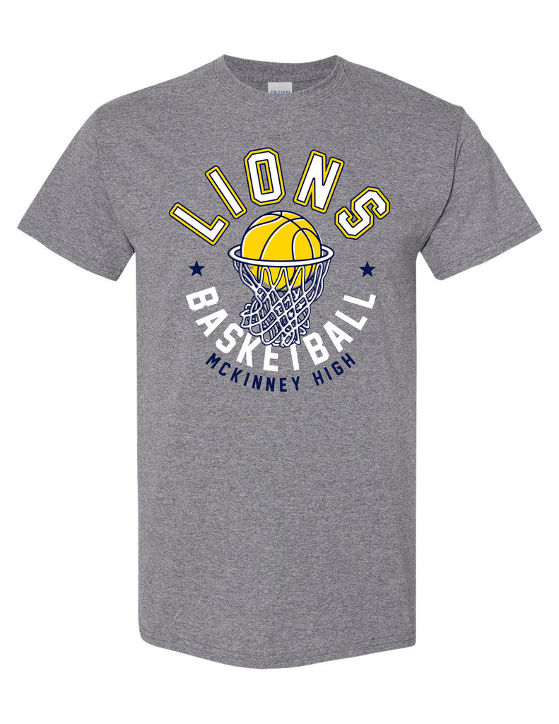 MHS Basketball LIONS Net Gildan Graphite Heather Tee