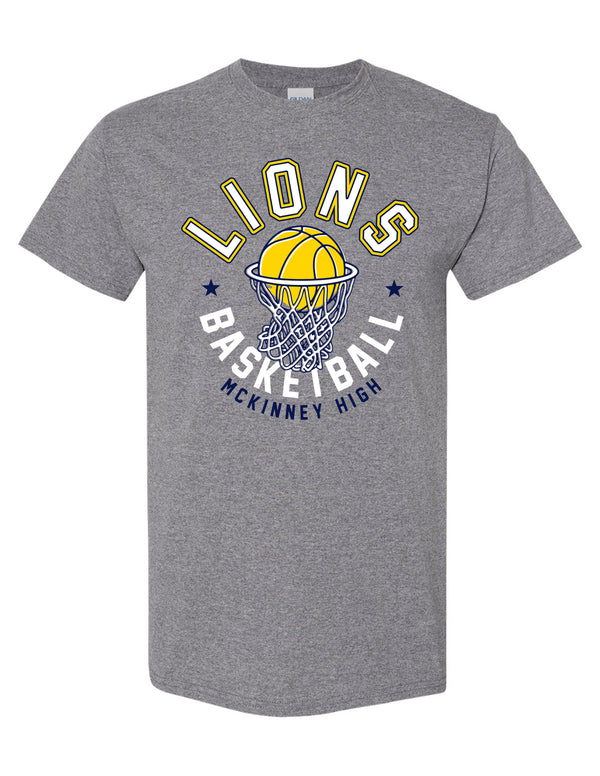 MHS Basketball LIONS Net Gildan Graphite Heather Tee