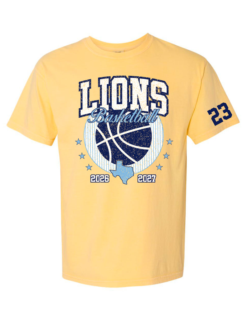 MHS Basketball Lions Texas Butter Comfort Colors Tee with Jersey Number Personalization