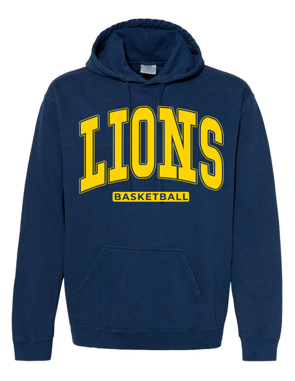 MHS Basketball Oversized Print Navy Comfort Colors Hoodie