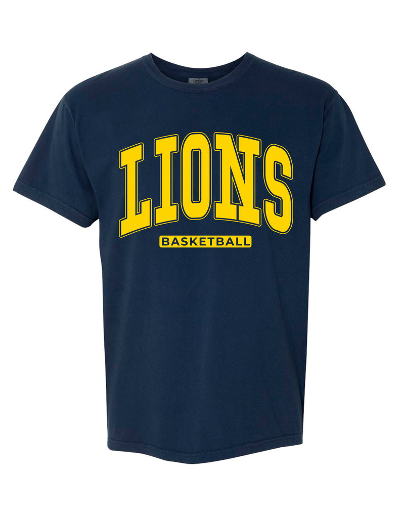 MHS Basketball Oversized Print Navy Comfort Colors Tee