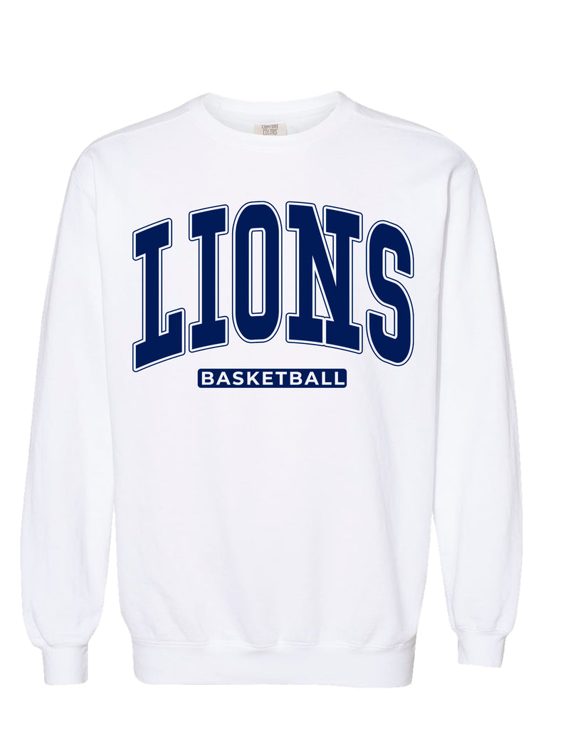 MHS Basketball Oversized Print White Comfort Colors Crewneck