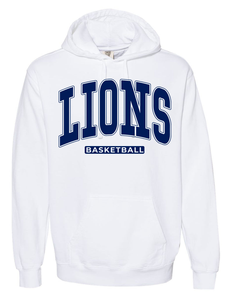 MHS Basketball Oversized Print White Comfort Colors Hoodie