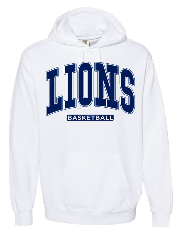 MHS Basketball Oversized Print White Comfort Colors Hoodie