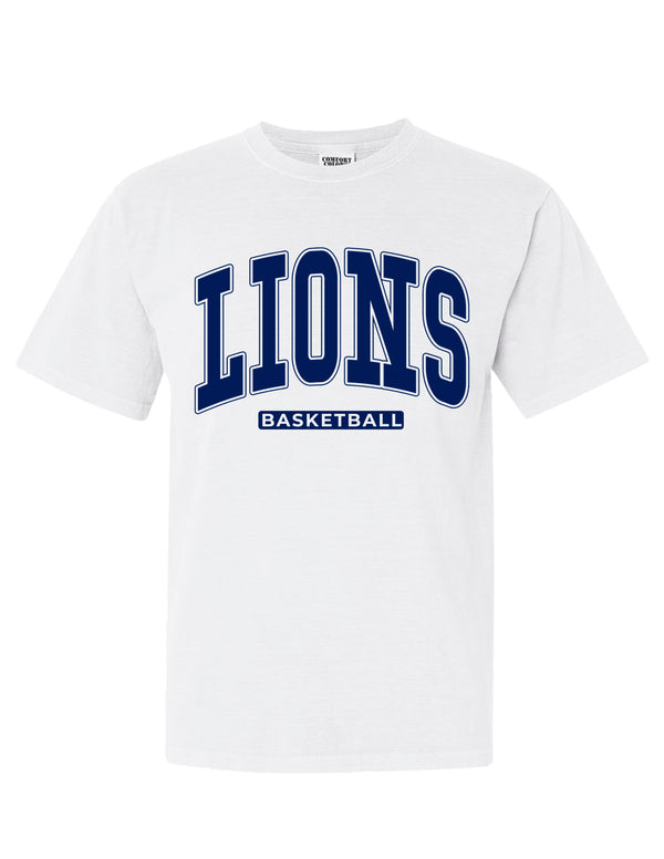 MHS Basketball Oversized Print White Comfort Colors Tee
