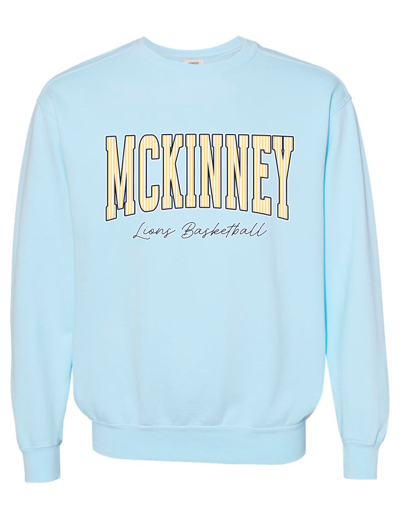 MHS Basketball Pinstripe Design Chambray Comfort Colors Crewneck