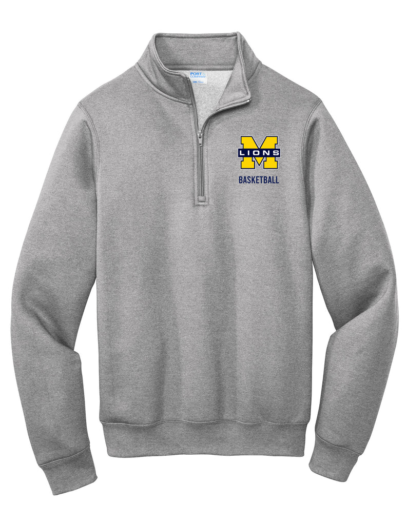 MHS Basketball Port & Co Quarter Zip Gray Sweatshirt with Embroidery