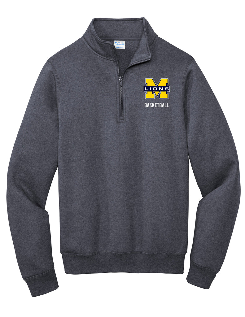 MHS Basketball Port & Co Quarter Zip Navy Sweatshirt with Embroidery