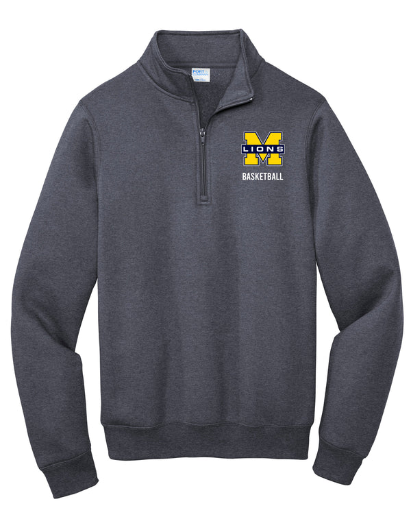 MHS Basketball Port & Co Quarter Zip Navy Sweatshirt with Embroidery