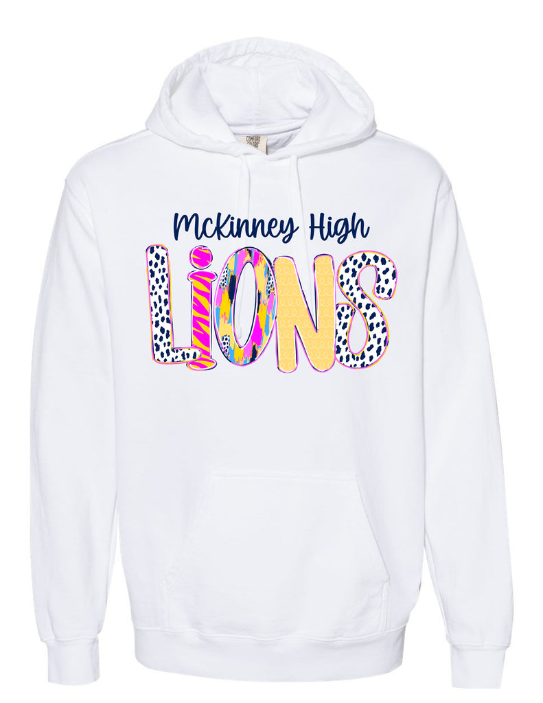 McKinney High Cheer Colorful Pattern LIONS White Hoodie