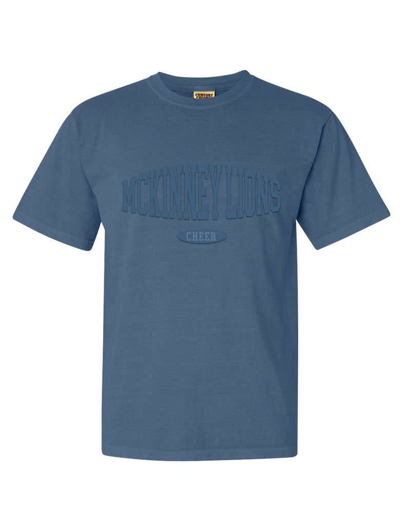 McKinney High Cheer Comfort Colors Blue Jean Puffy Print Tee