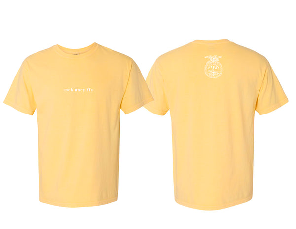 McKinney High FFA Small Serif Butter Yellow Comfort Colors Tee