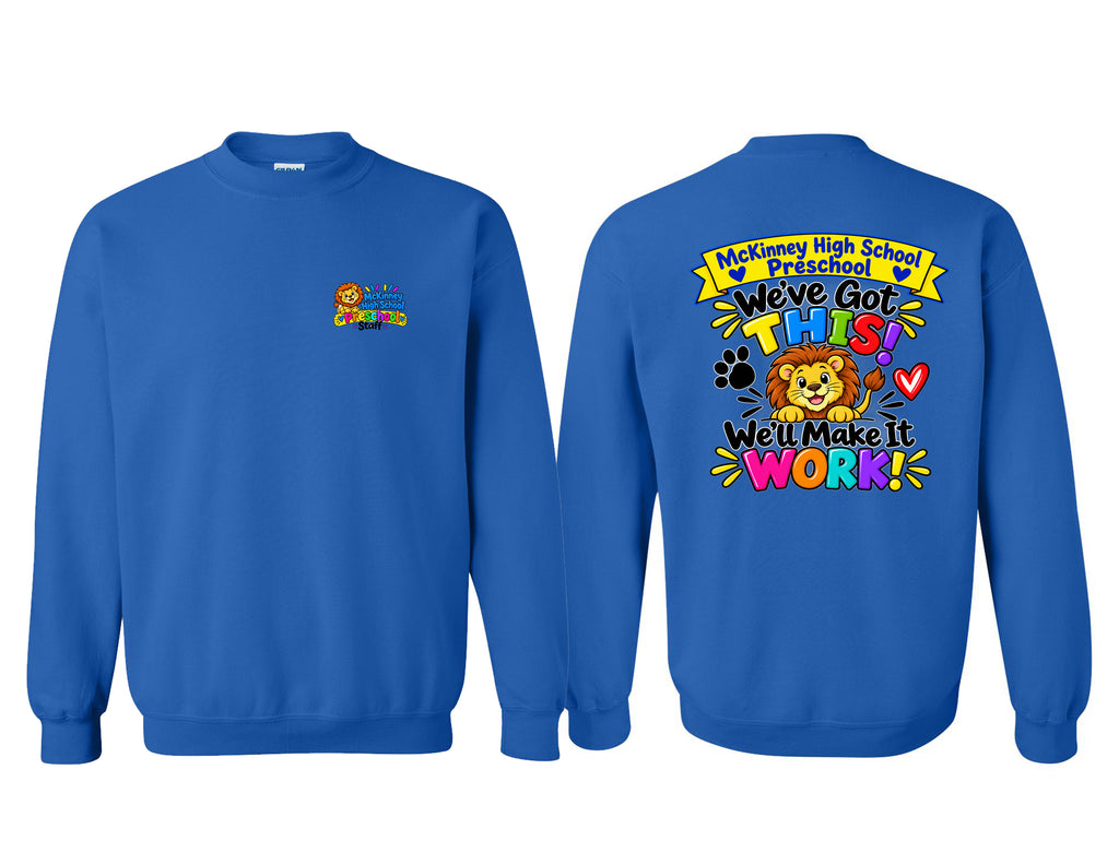 MHS Preschool Staff Frocket Gildan Blue Crewneck