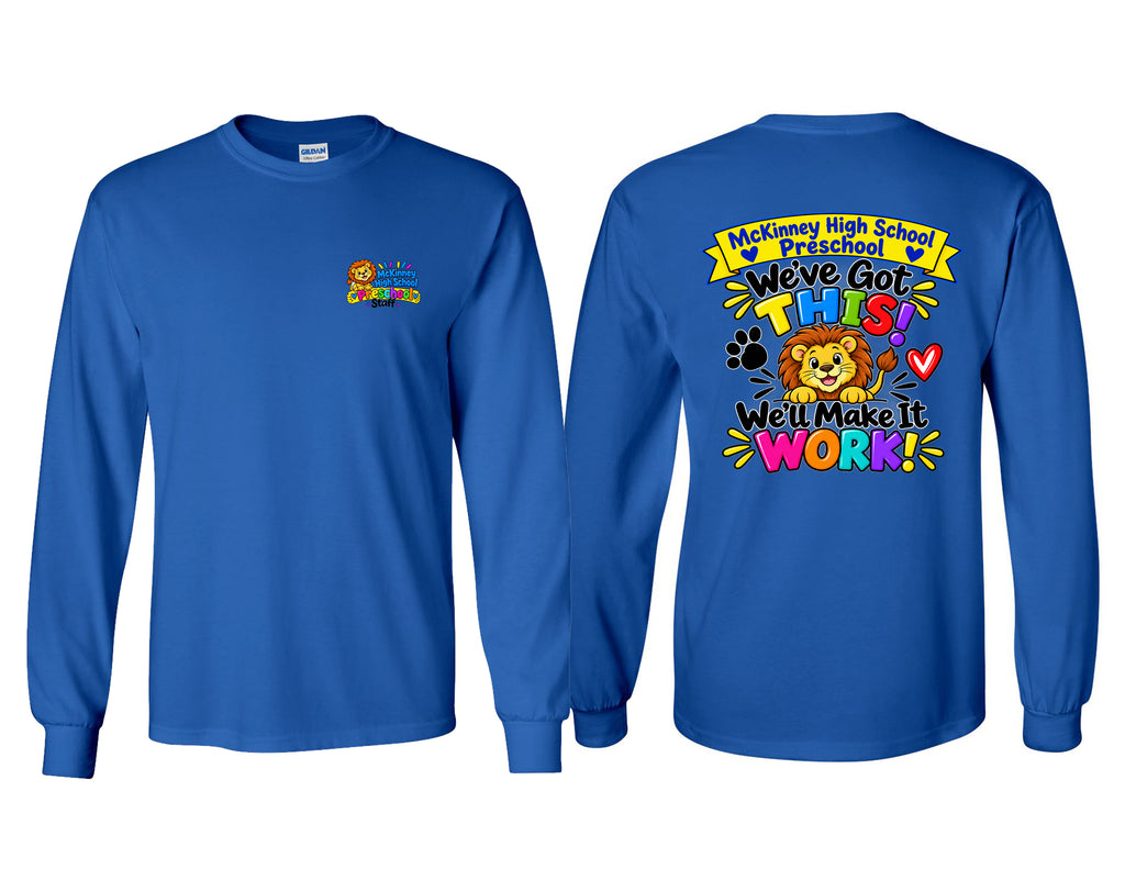 MHS Preschool Staff Frocket Gildan Blue Long Sleeve Tee