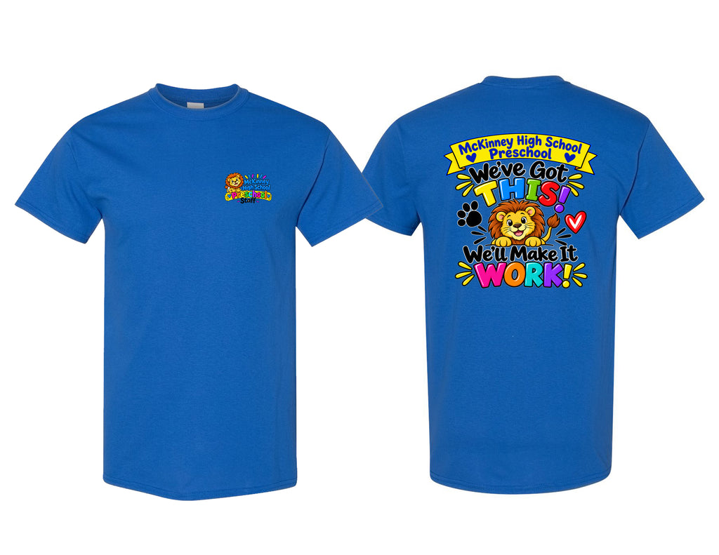 MHS Preschool Staff Frocket Gildan Blue Tee