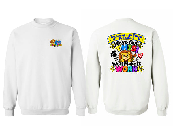 MHS Preschool Staff Frocket Gildan White Crewneck