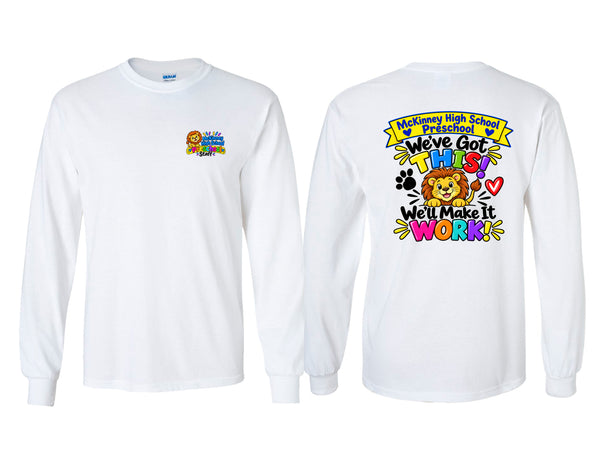 MHS Preschool Staff Frocket Gildan White Long Sleeve Tee