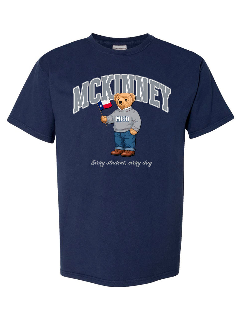 McKinney ISD Navy Comfort Wash Bear Tee