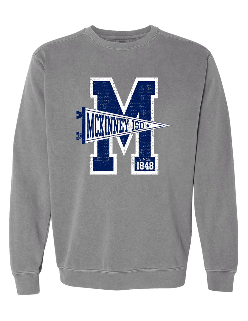 McKinney ISD Grey Comfort Colors Pennant Crewneck