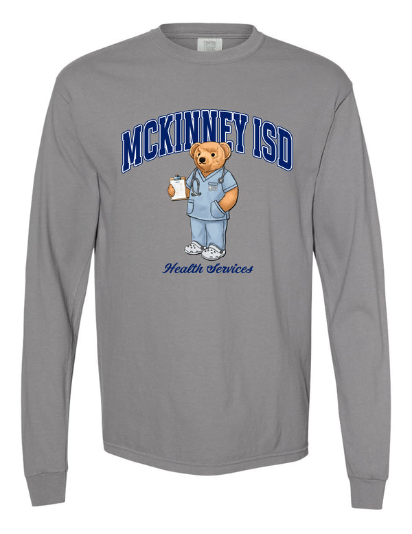 MISD Heath Services Bear Comfort Colors Granite Long Sleeve Tee