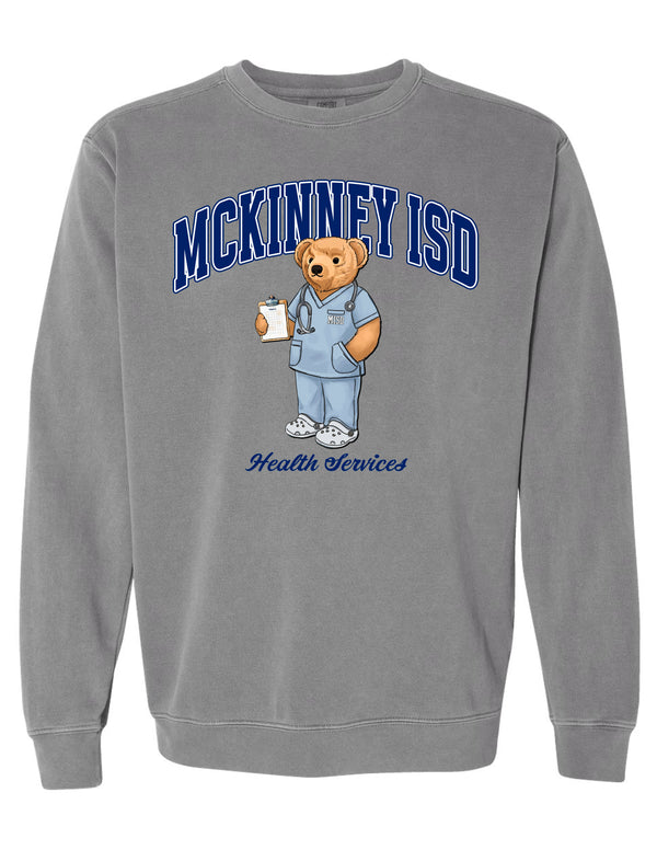 MISD Heath Services Bear Comfort Colors Grey Crewneck Sweatshirt