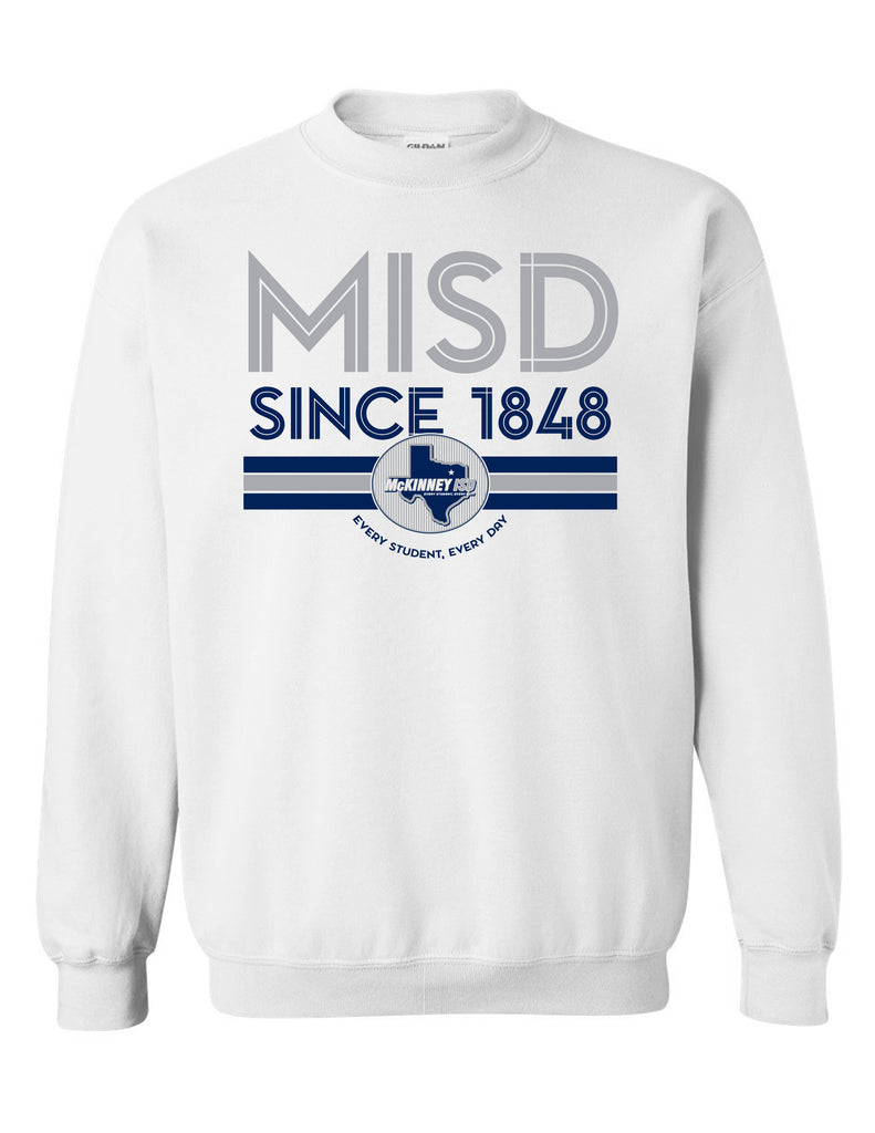 McKinney ISD White Gildan Inline Crewneck Sweatshirt