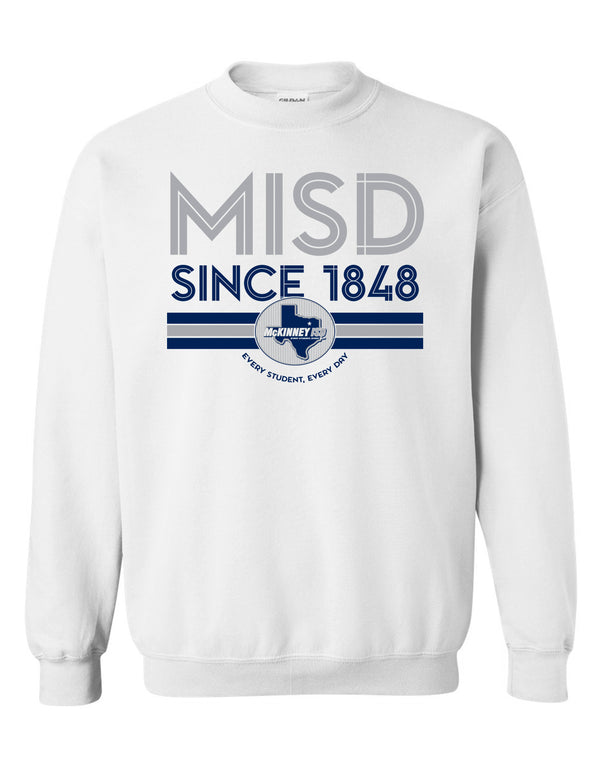 McKinney ISD White Gildan Inline Crewneck Sweatshirt