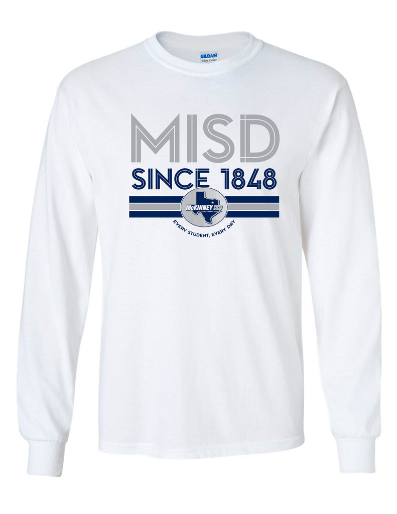 McKinney ISD White Gildan Inline Long Sleeve Tee