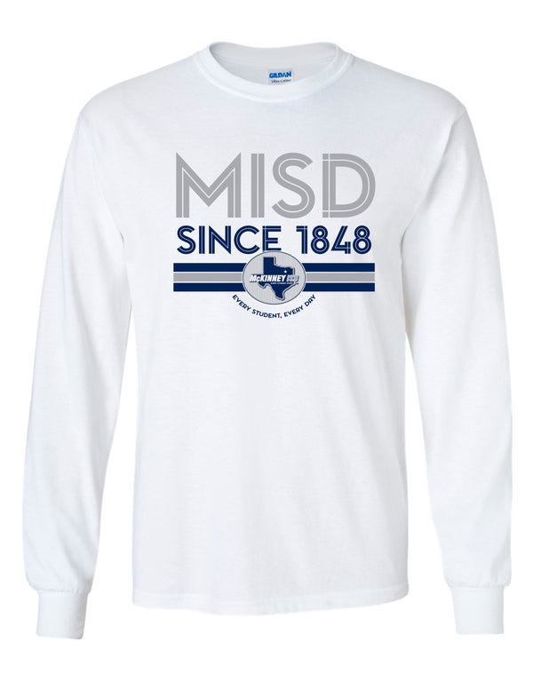 McKinney ISD White Gildan Inline Long Sleeve Tee