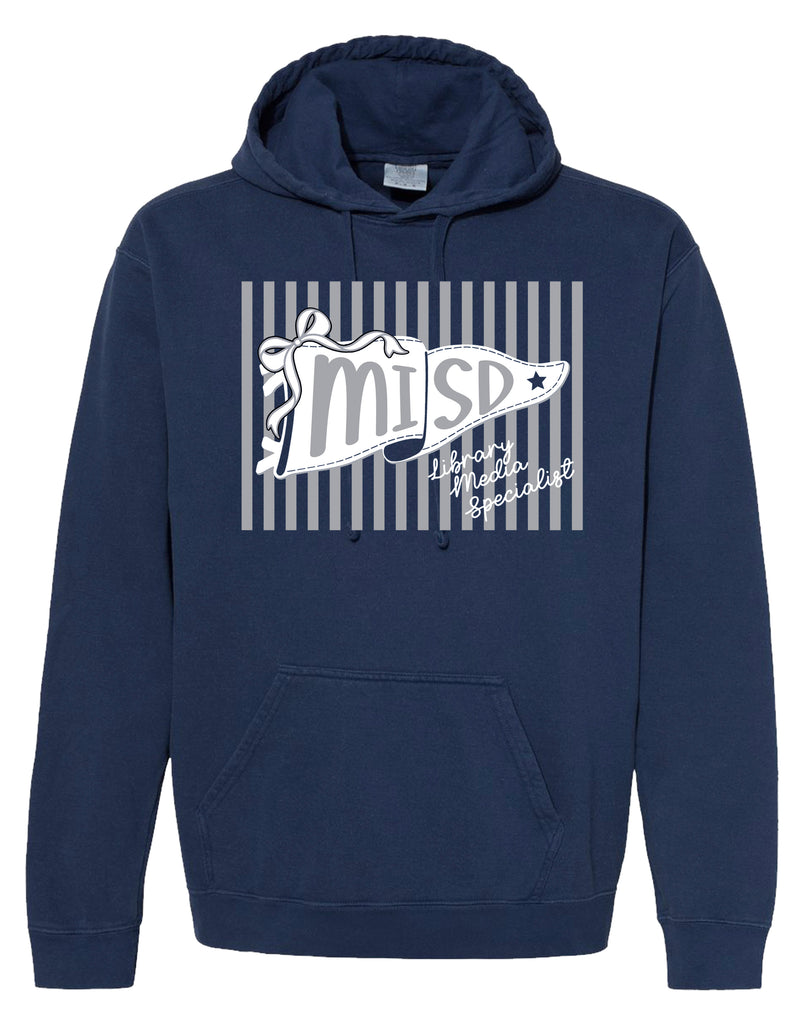 MISD Librarians Striped Pennant Navy Comfort Colors Hoodie