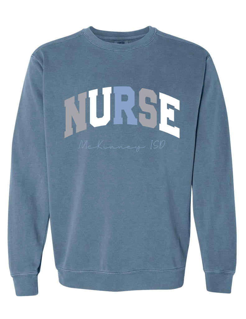 MISD Health Services Comfort Color Blue Jean Nurse Crewneck Sweathsirt