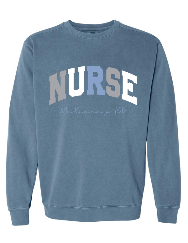 MISD Health Services Comfort Color Blue Jean Nurse Crewneck Sweathsirt