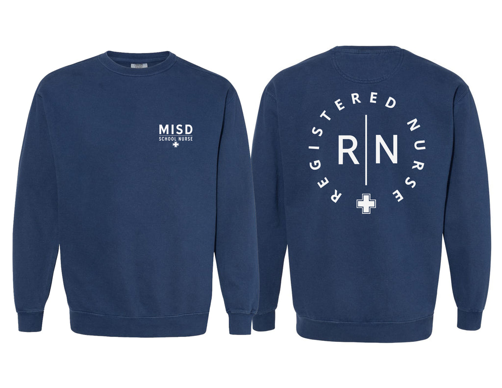 MISD Health Services Comfort Color Navy Frocket Design Crewneck Sweatshirt